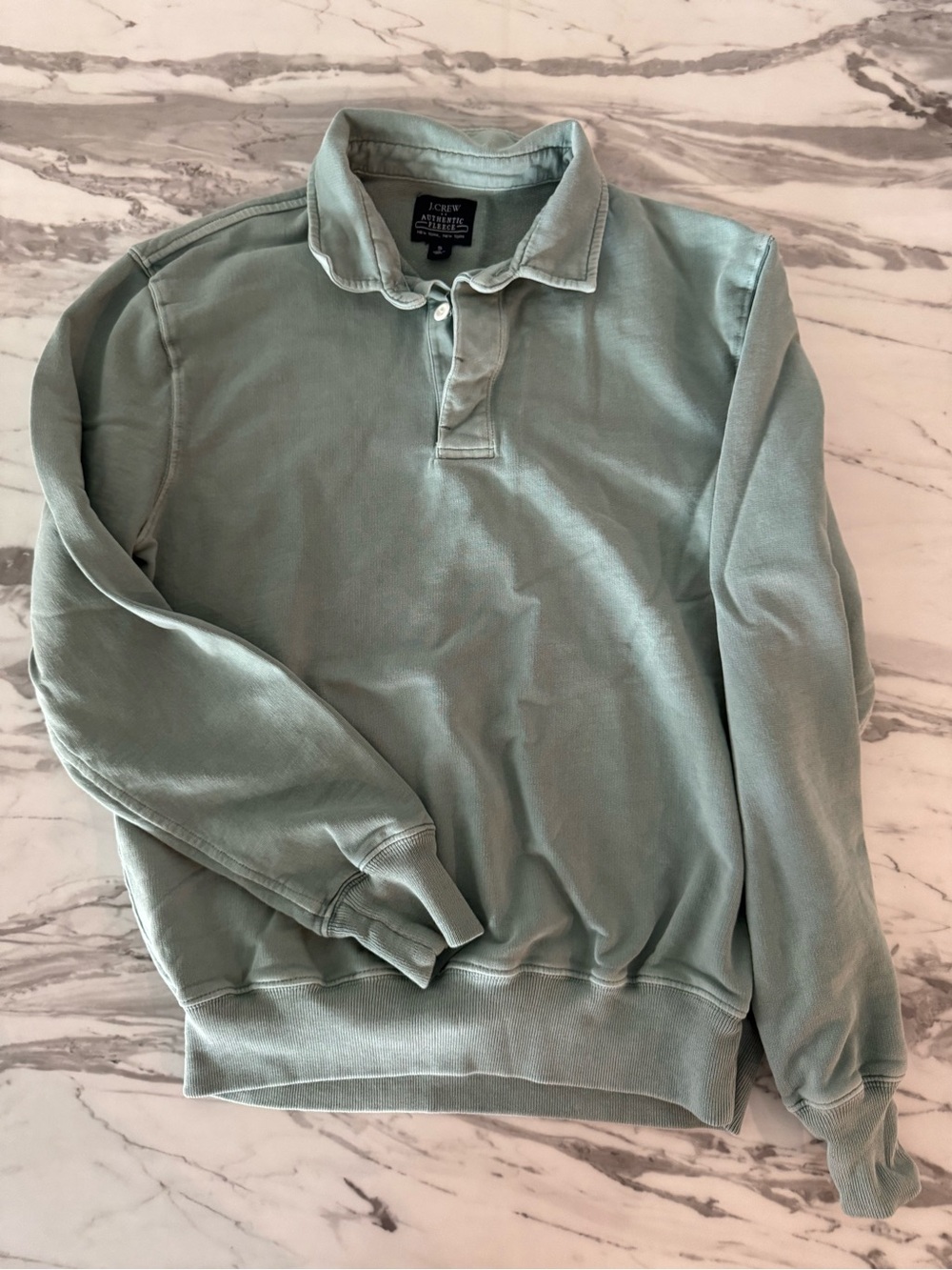 J. Crew Men’s Long-Sleeve Polo Sweatshirt - Seafoam